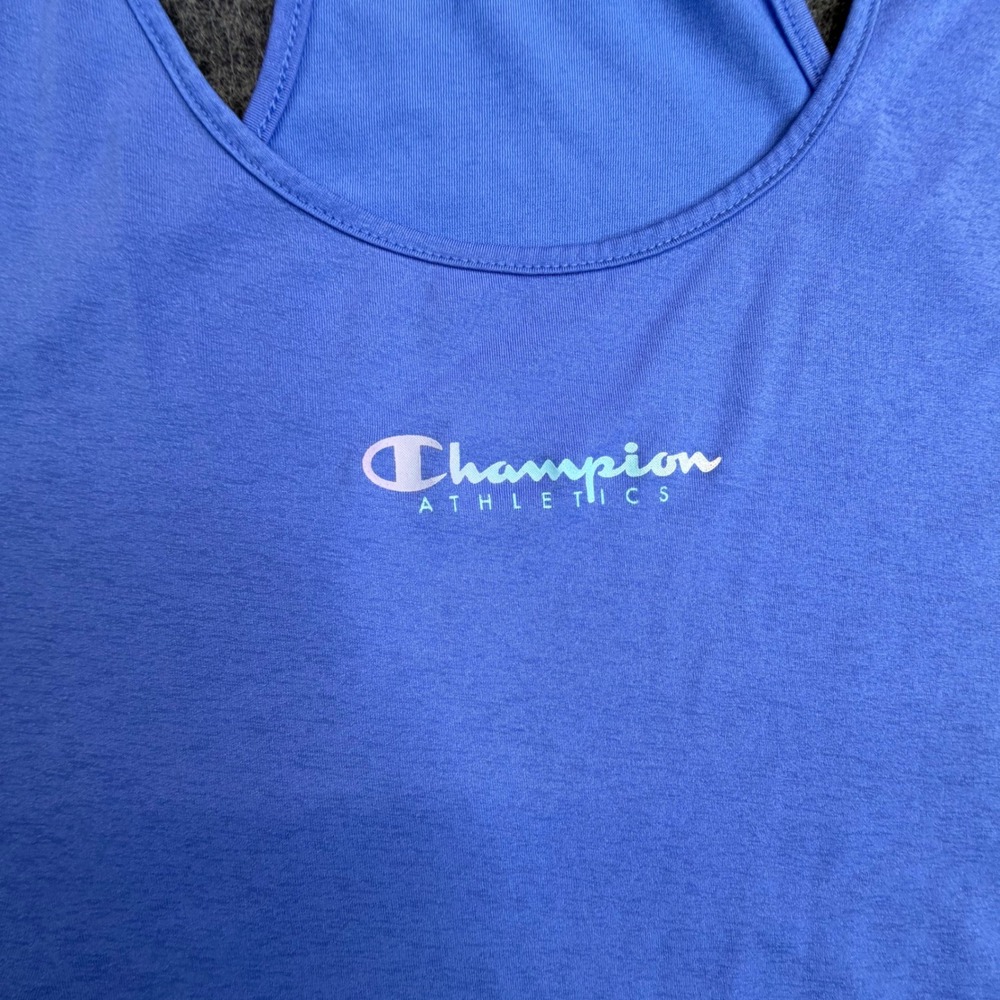 Champion Tank Top Womens 3X Blue Racerback Athletics Iridescent Logo Plus Sz - Picture 2 of 5